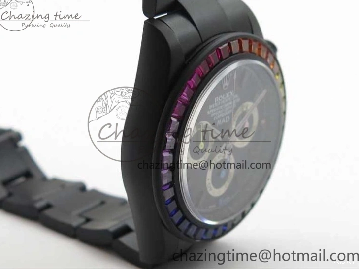 Crystal Bracelet on A7750 Black Edition Rainbow PVD Blaken Best Bezel Dial VR PVD Daytona V2 1226